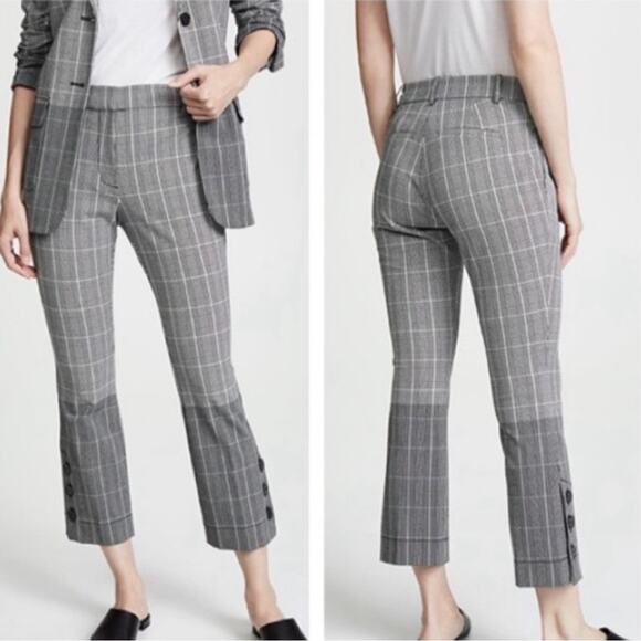 Derek Lam 10 Crosby Plaid Cropped Flare Trouser Pant 2 - Picture 1 of 11